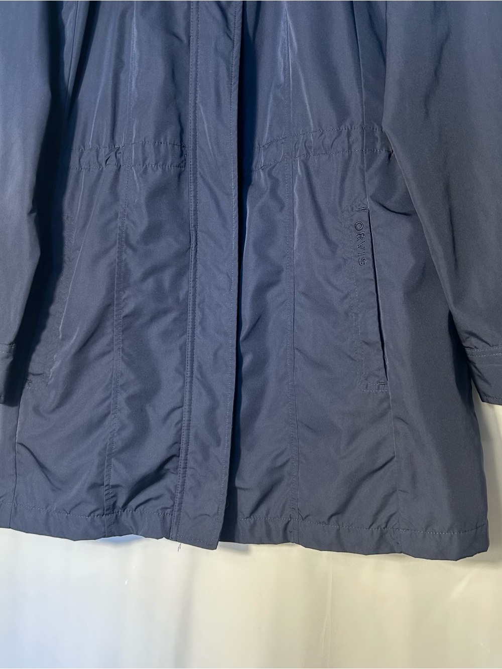 Orvis Coat Size L Pack and Go Navy Women's Trench Packable Rain Outdoor Gorpcore - Picture 3 of 12